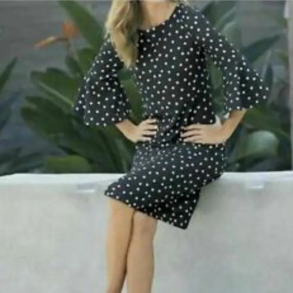 Monroe & Main Black White Polka Dot A-Line Dress Size 3X